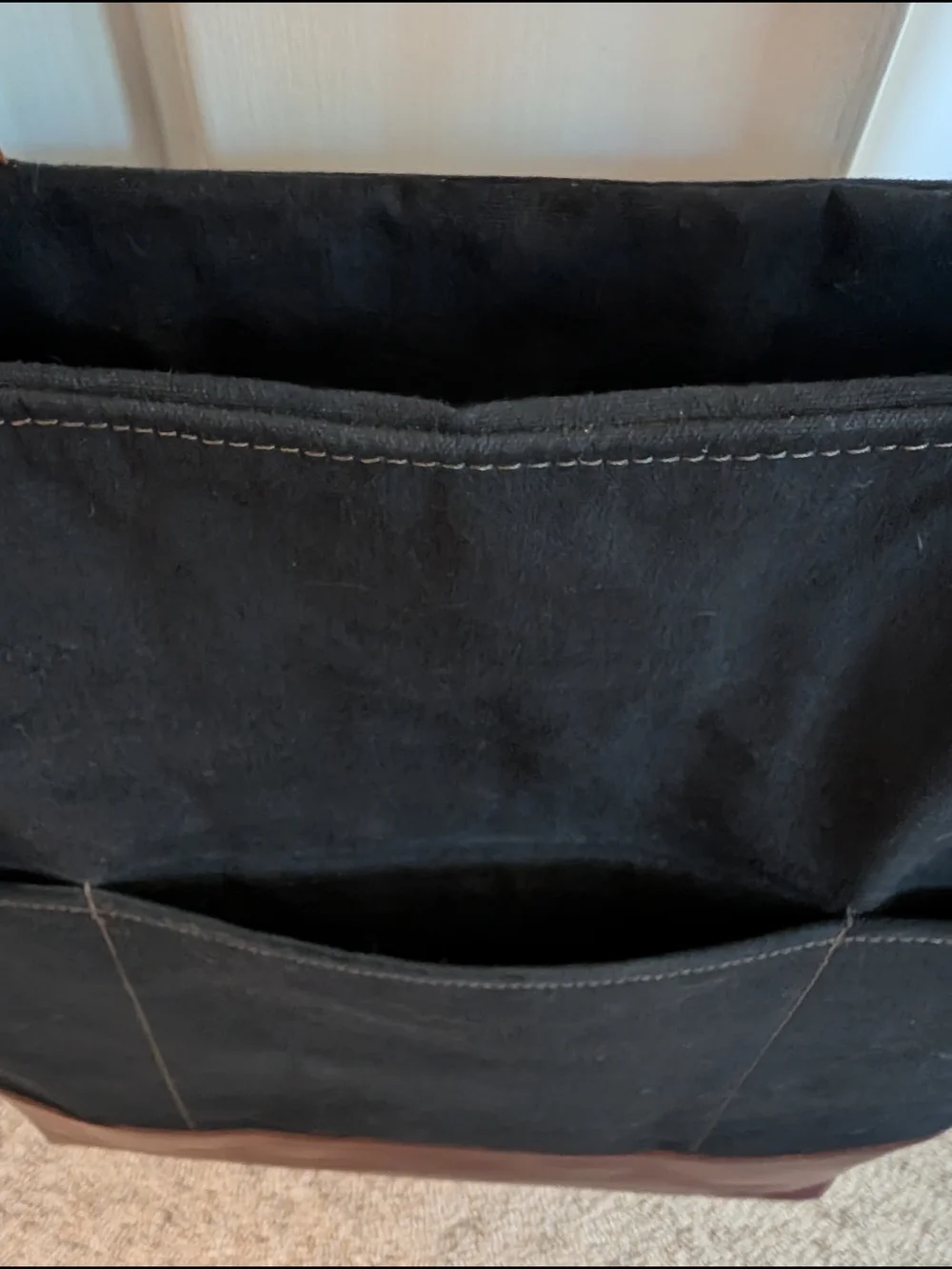R. Riveter Black Canvas & Brown Leather Tote Bag